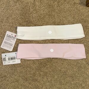 NWT Lululemon Headbands White and Light Pink